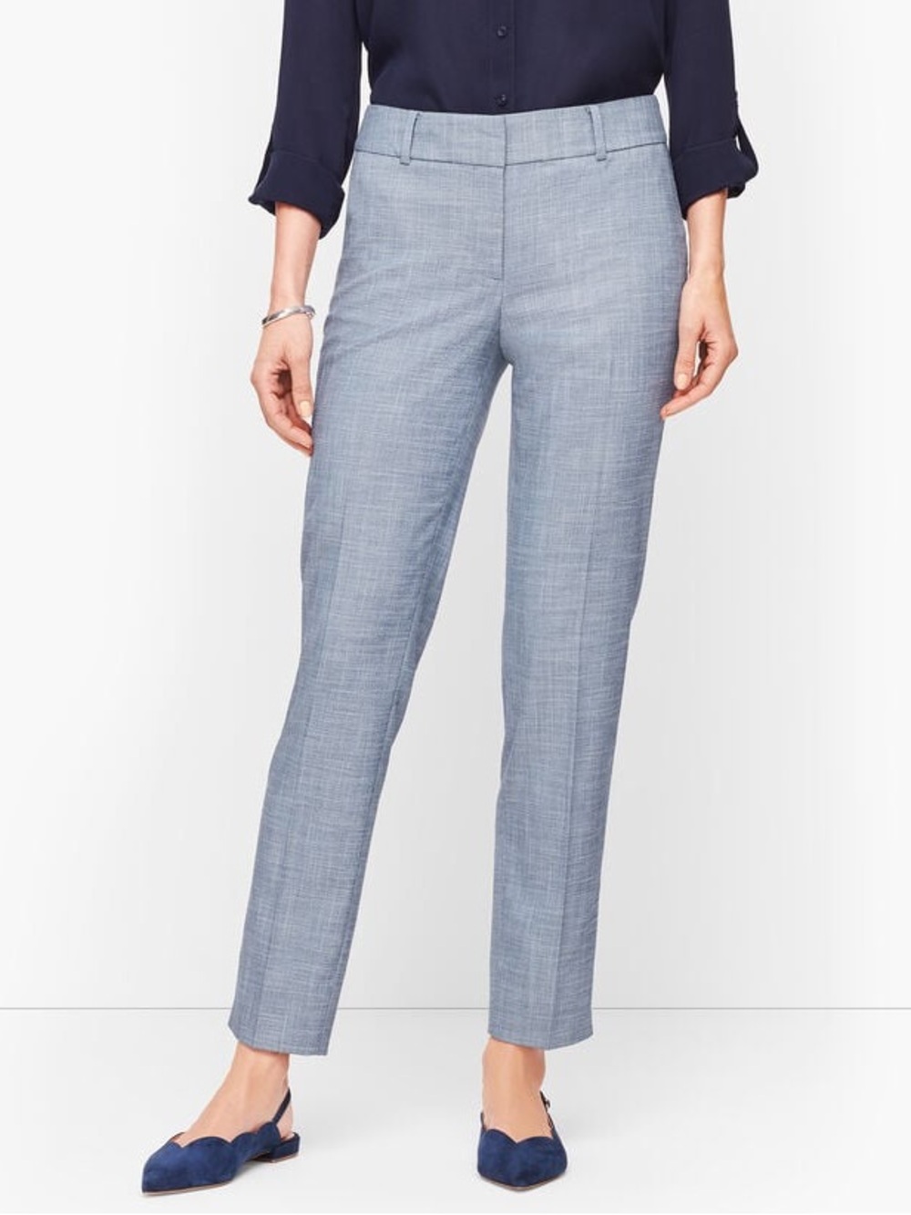 Talbots Hampshire Ankle Pants Size 10 Blue Stretch Career Office Slim Ankle Wome